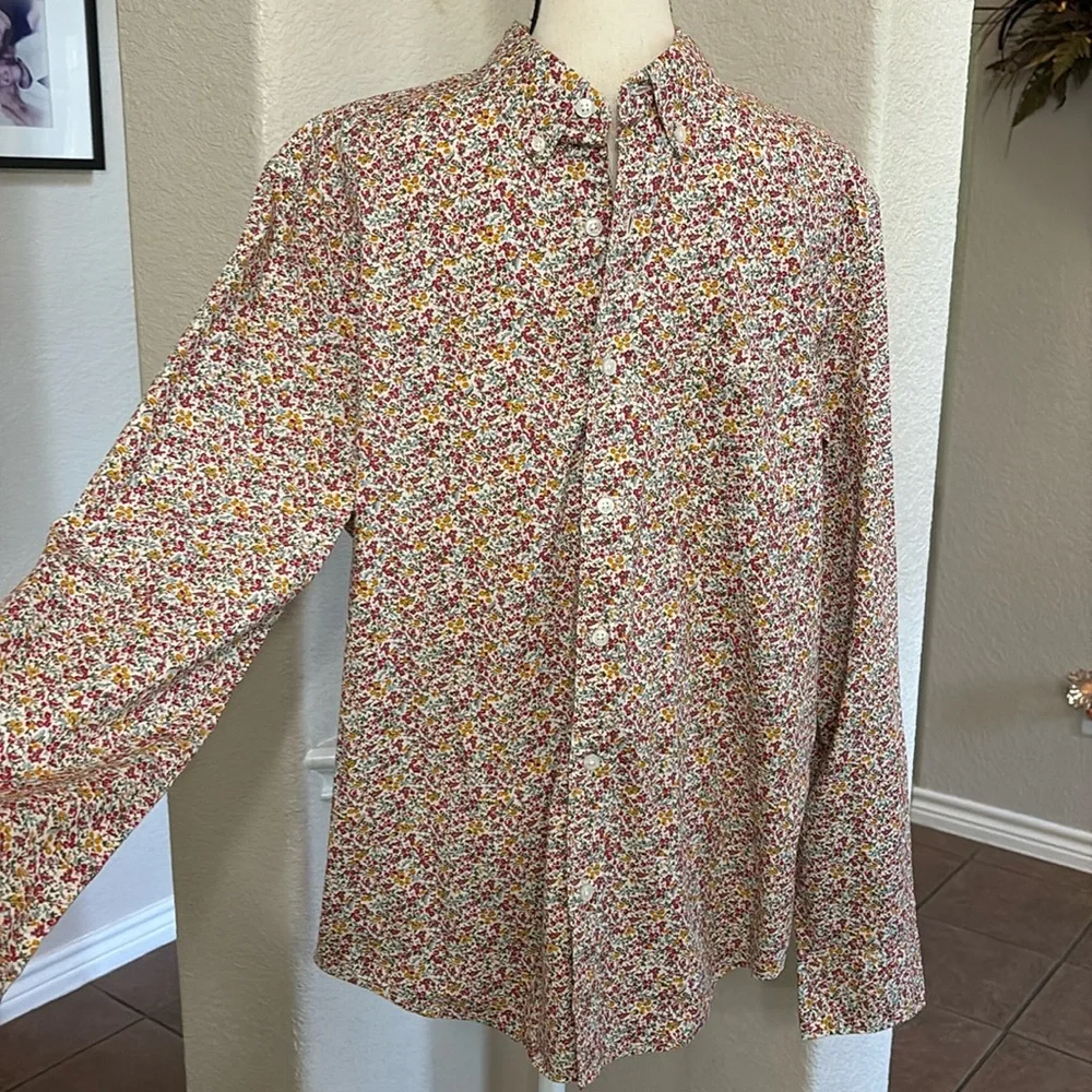 J.Crew flex wash slim floral long sleeve button-down shirt Size L